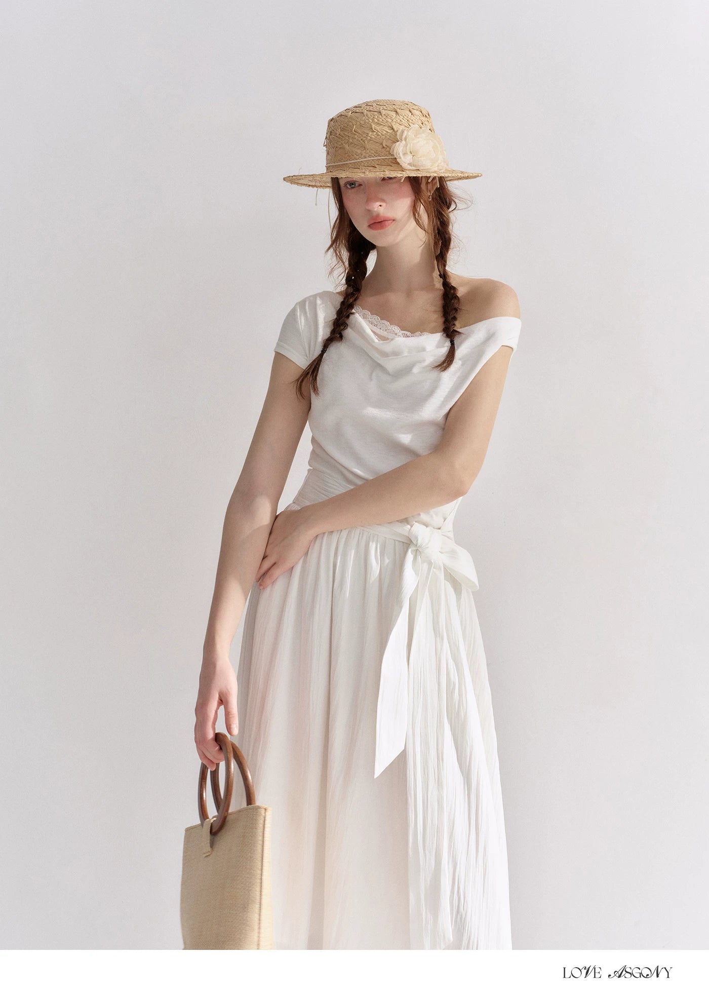 Lace-Trim Off-Shoulder Tie Dress