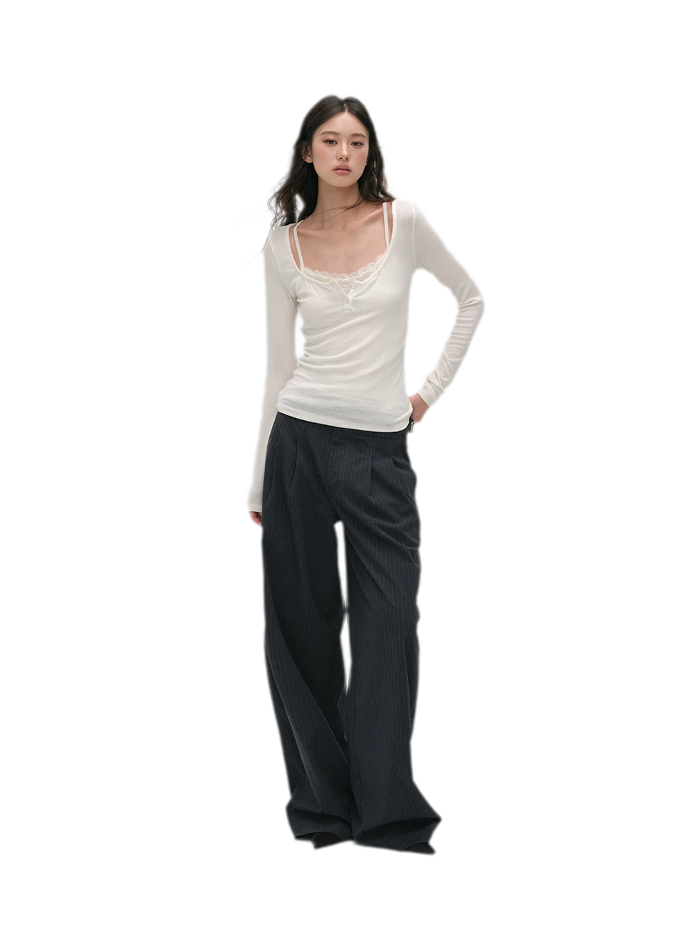 Lace Trim Fitted Top