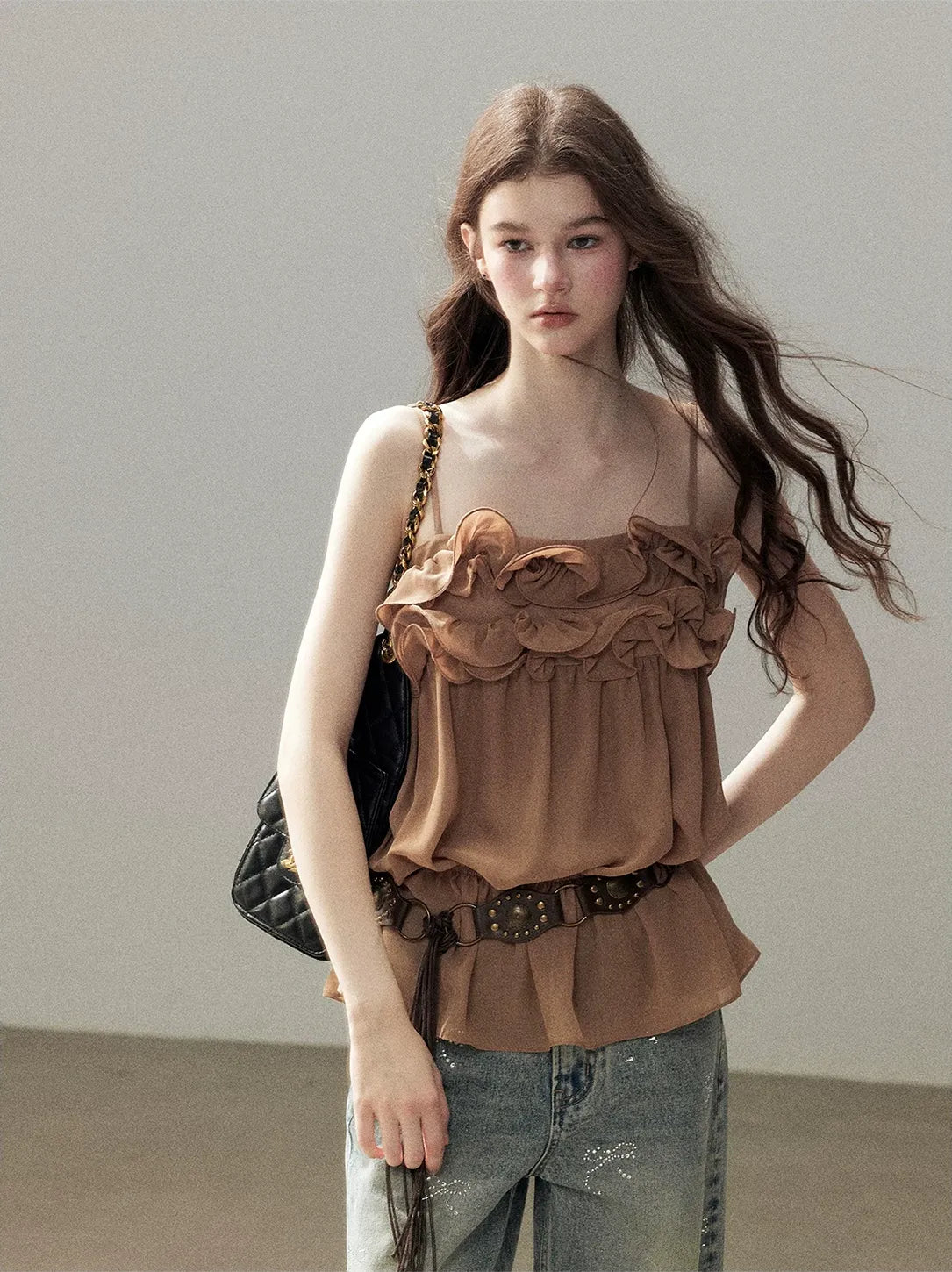 Chiffon Ruffle Cami Top