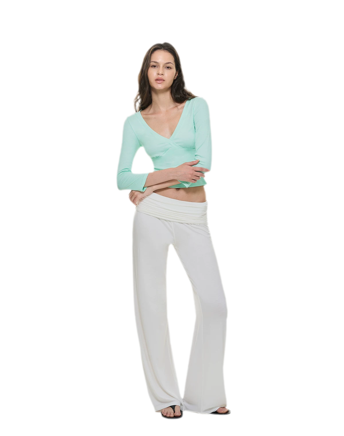 Crossfront Ribbed V-Neck Top