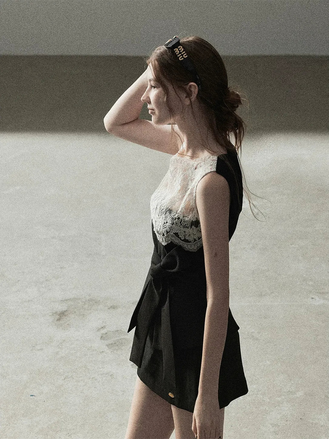 Lace Color-Block Sleeveless Top