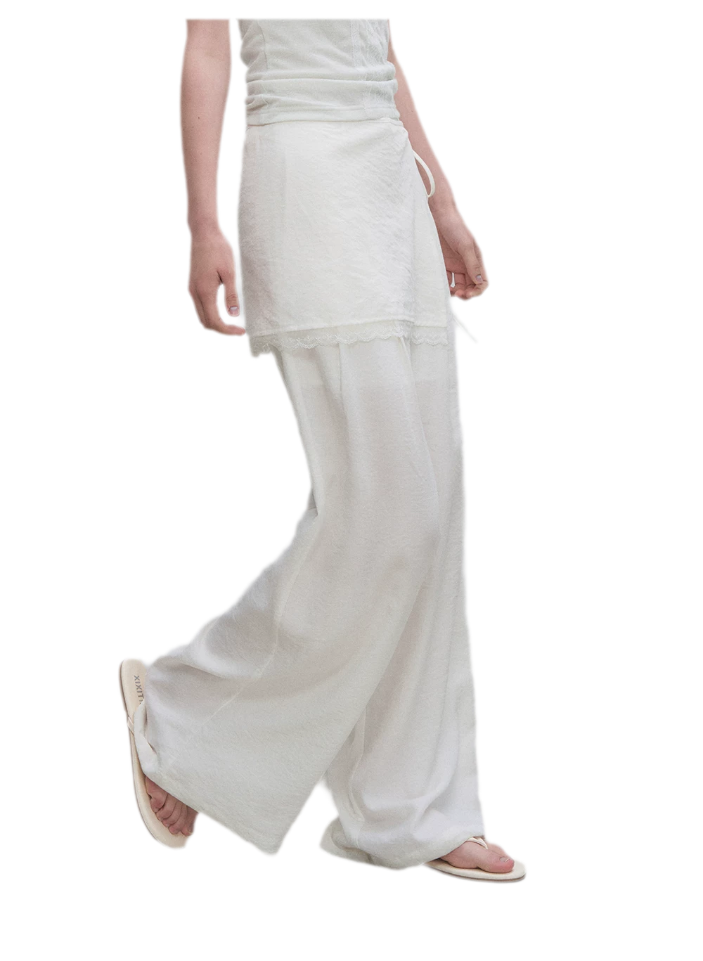 Textured Low-Waist Wide-Leg Trousers