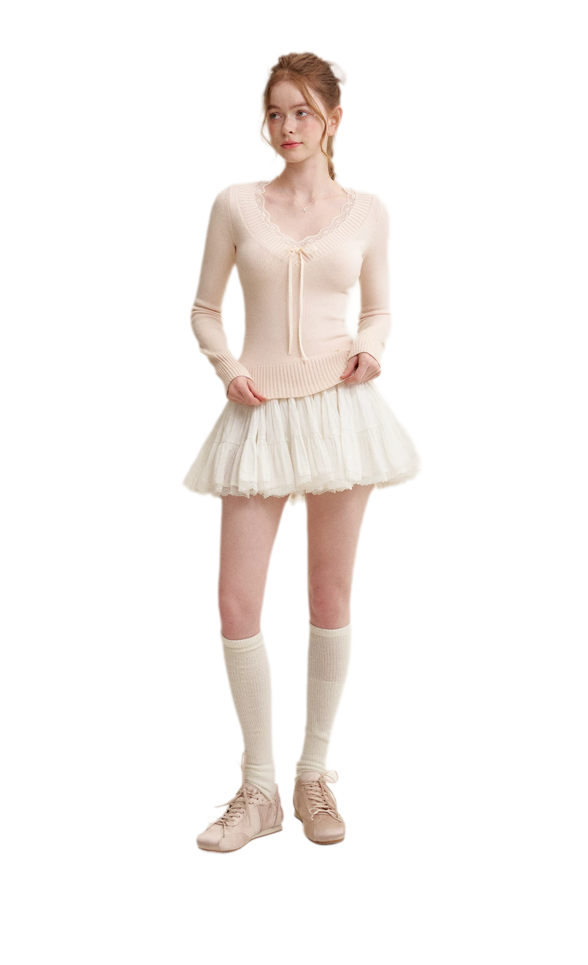 Lace Bow Knit Top