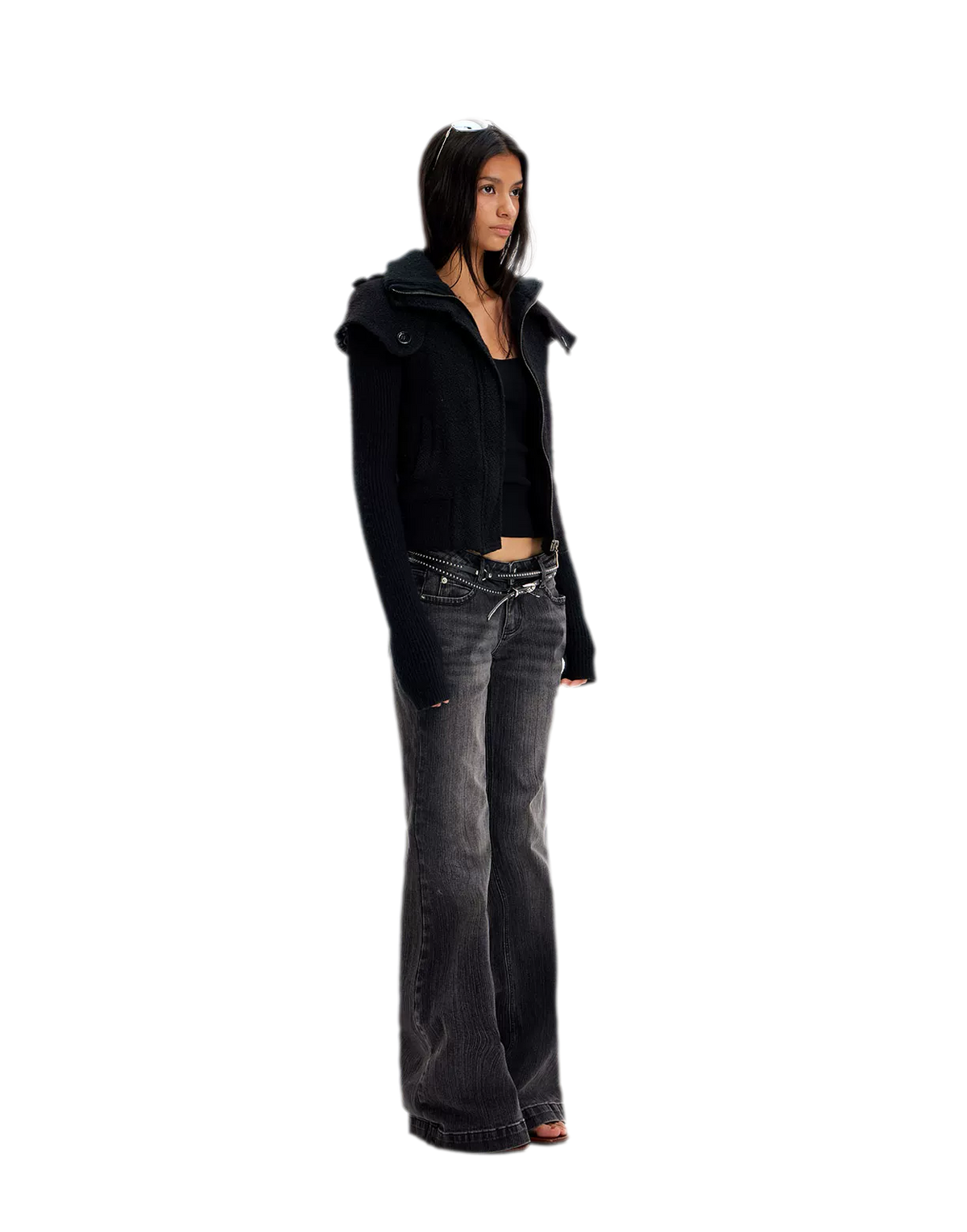 Chaqueta de lana con cuello de chal y patchwork