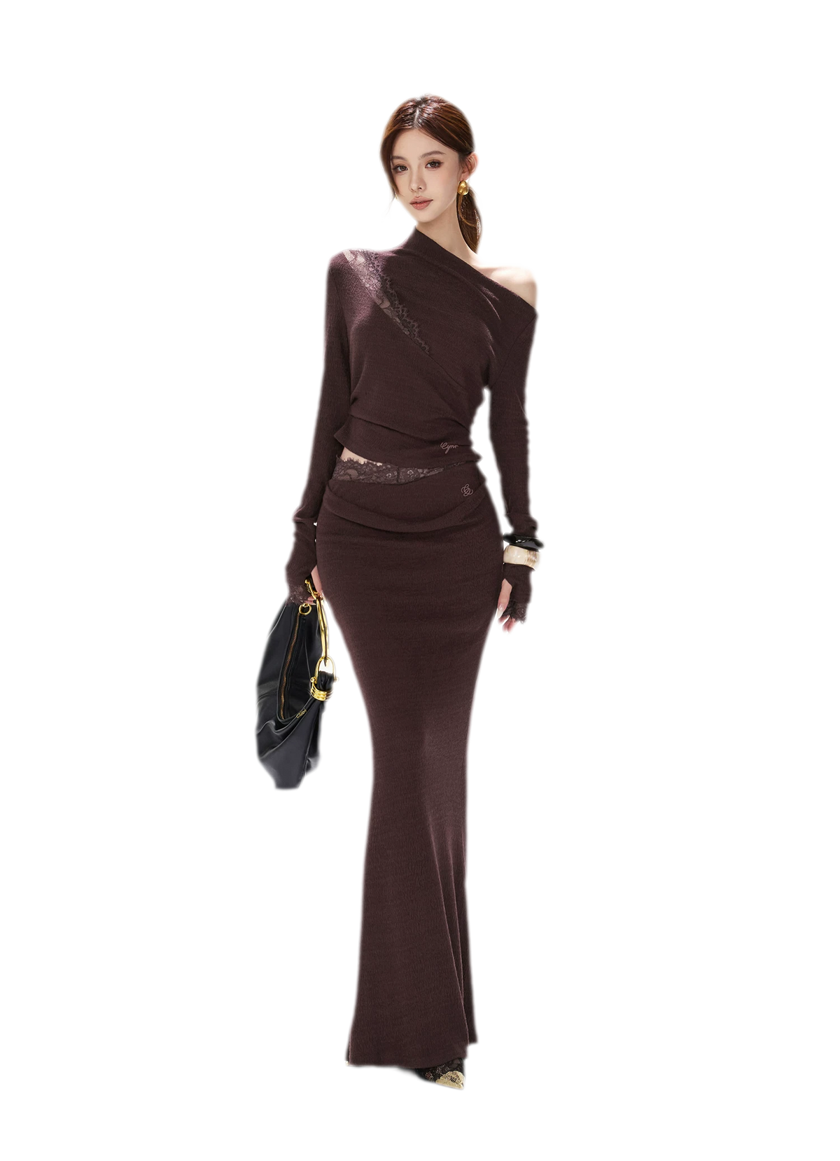 Lace Draped Two-Piece Set