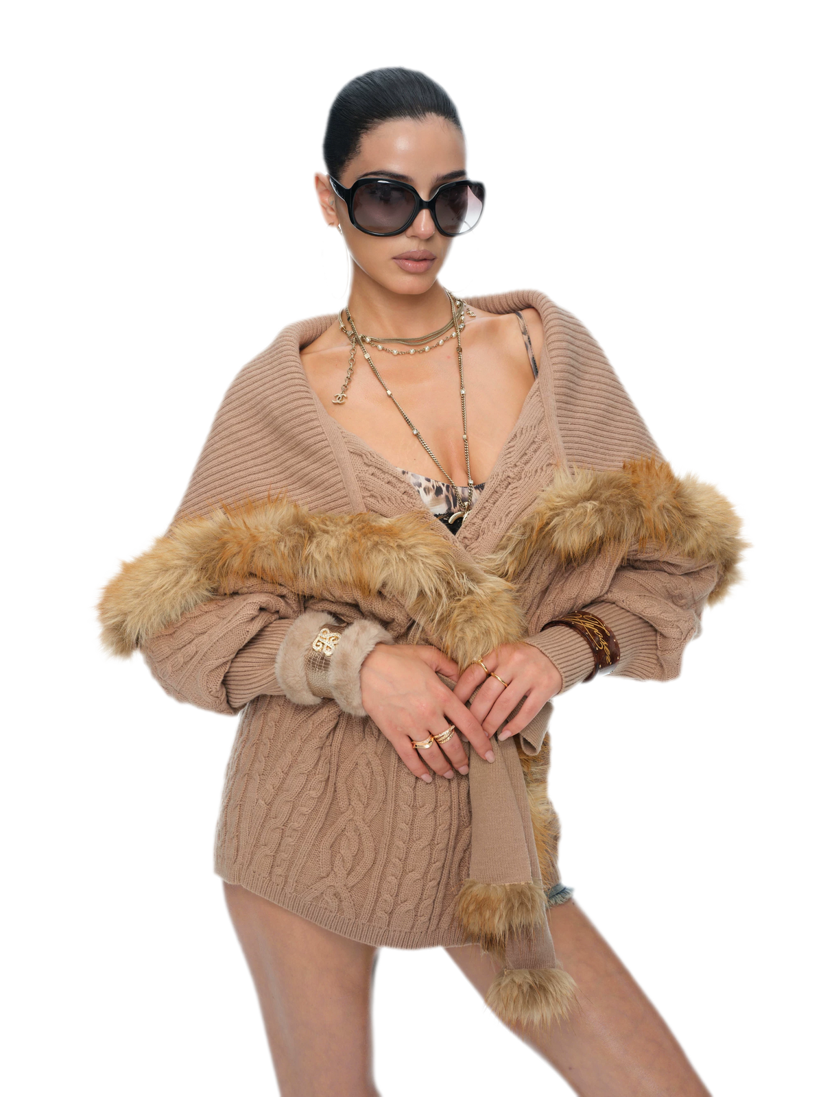 Cardigan chauve-souris en maille torsadée de mérinos