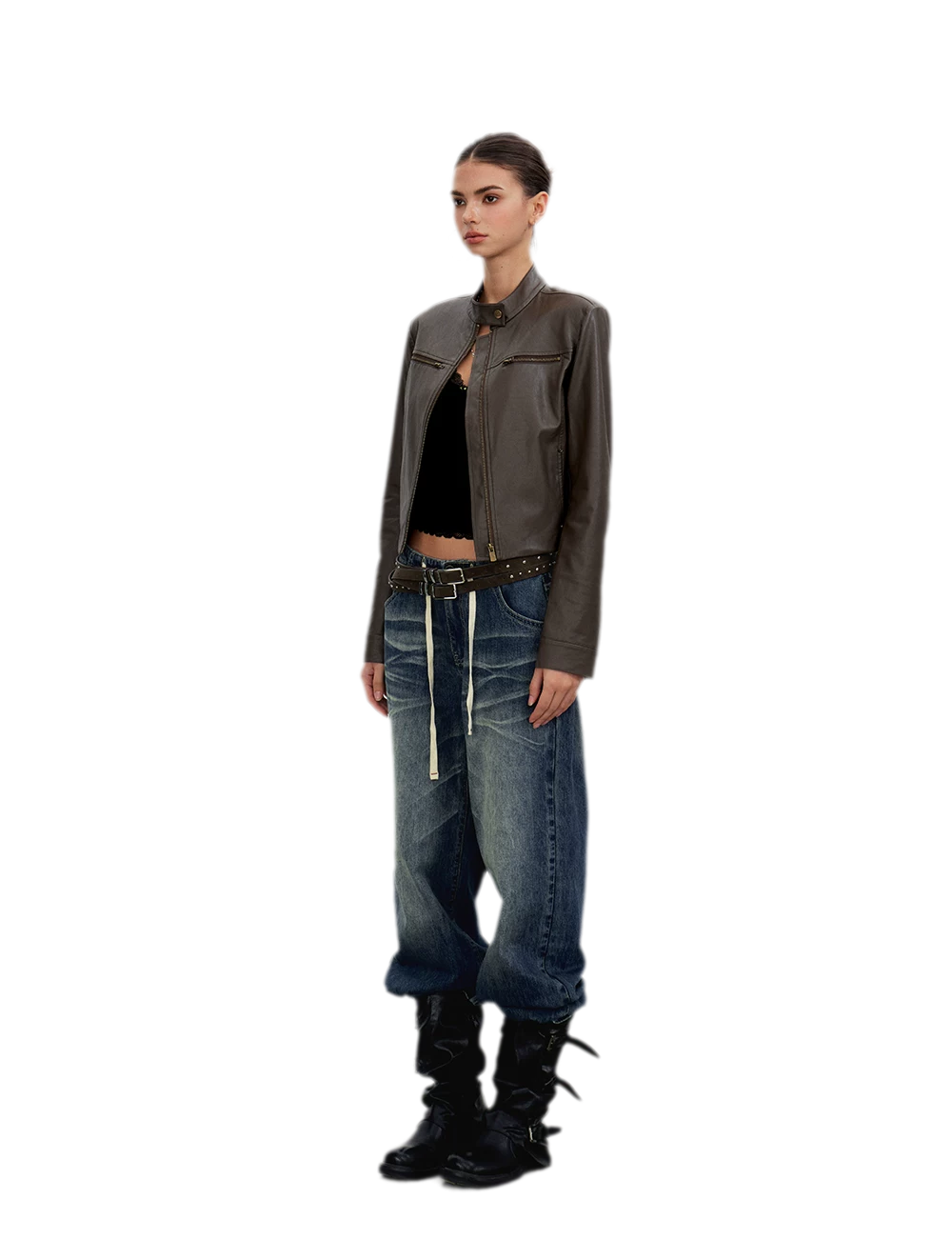 Vintage Wash Wide-Leg Jeans