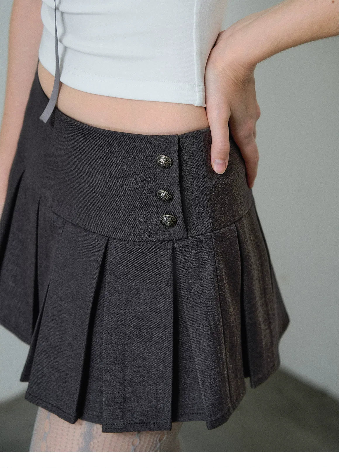 Pleated A-Line Mini Skirt