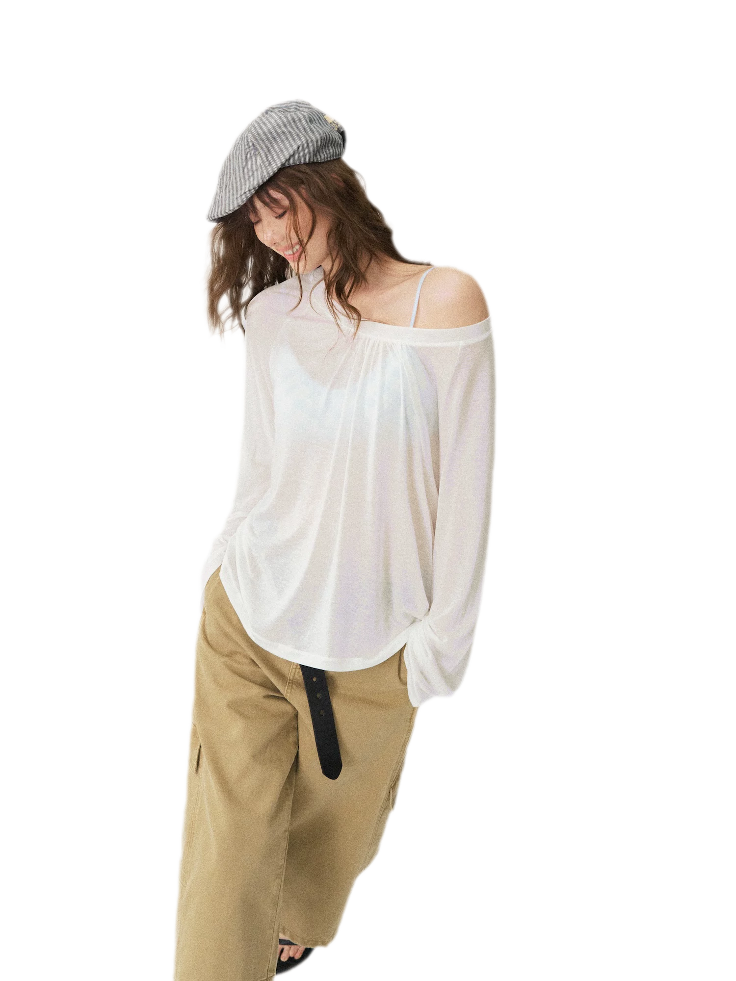 V-Neck Ruched Long Tee