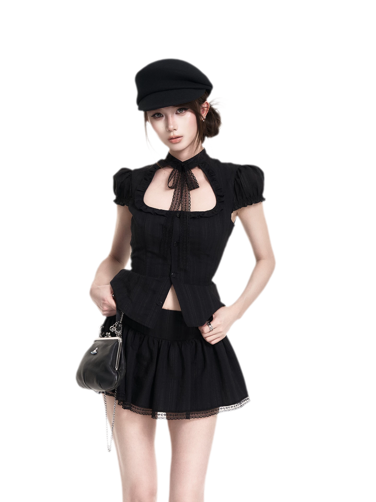 Lace Puff Sleeve Set