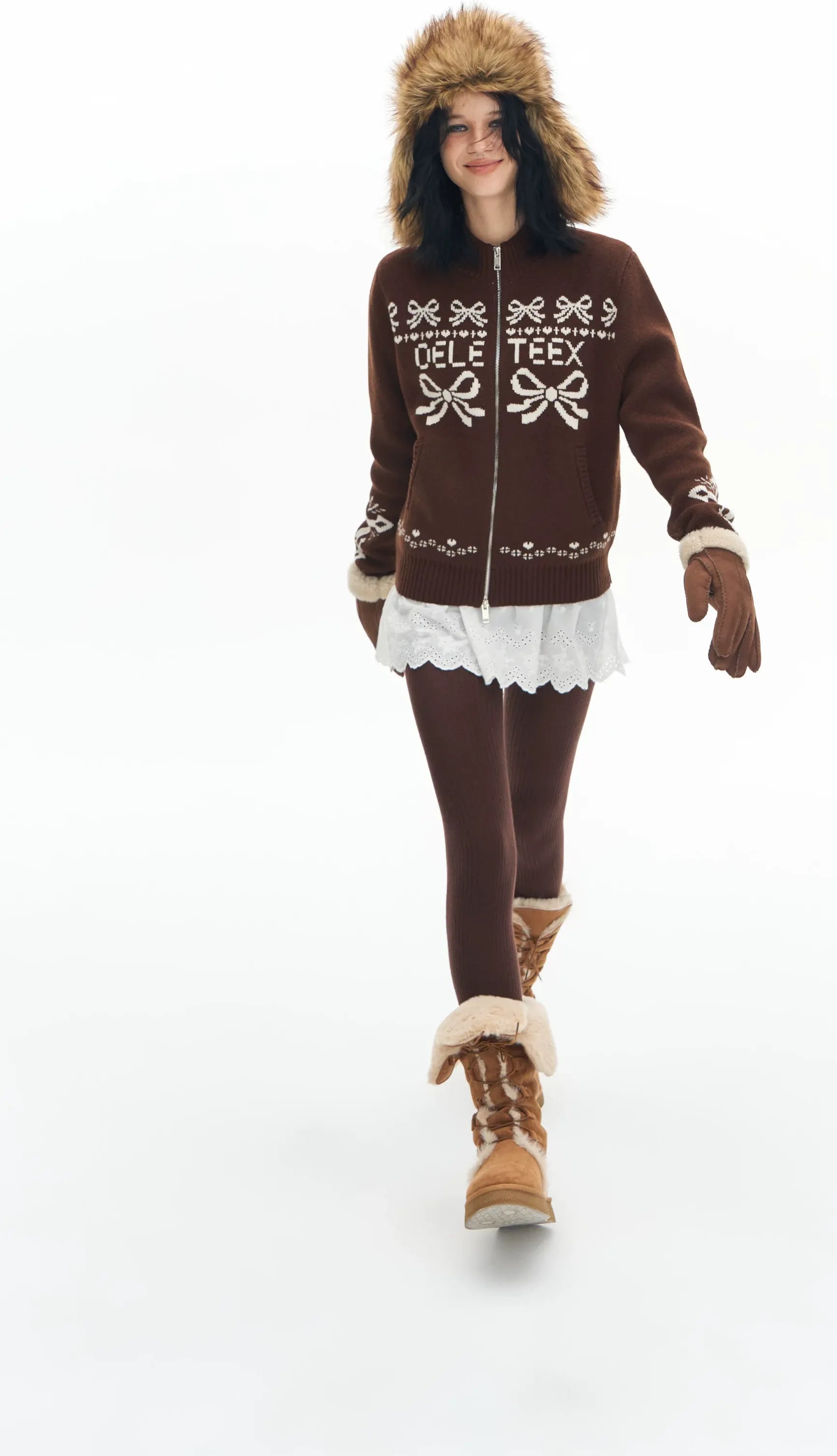 Jacquard Wool Baseball Cardigan