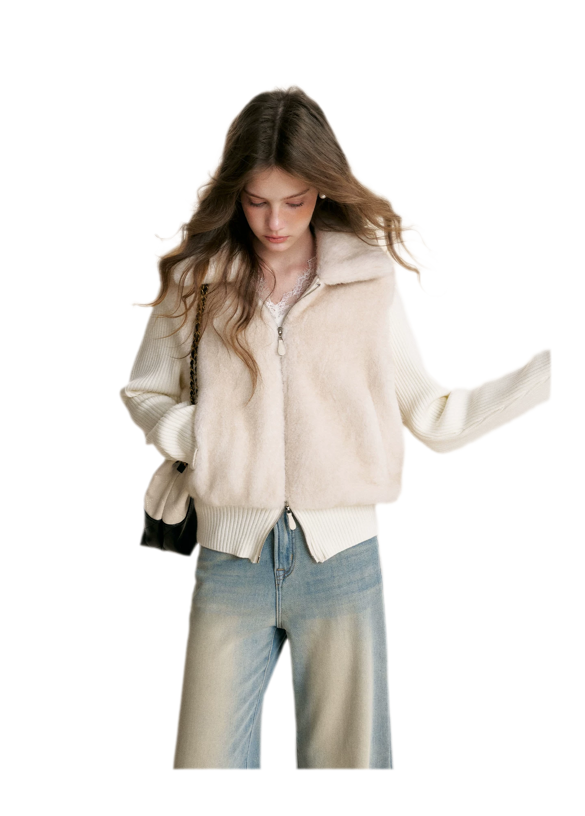 Mink Knit Patchwork Jacket