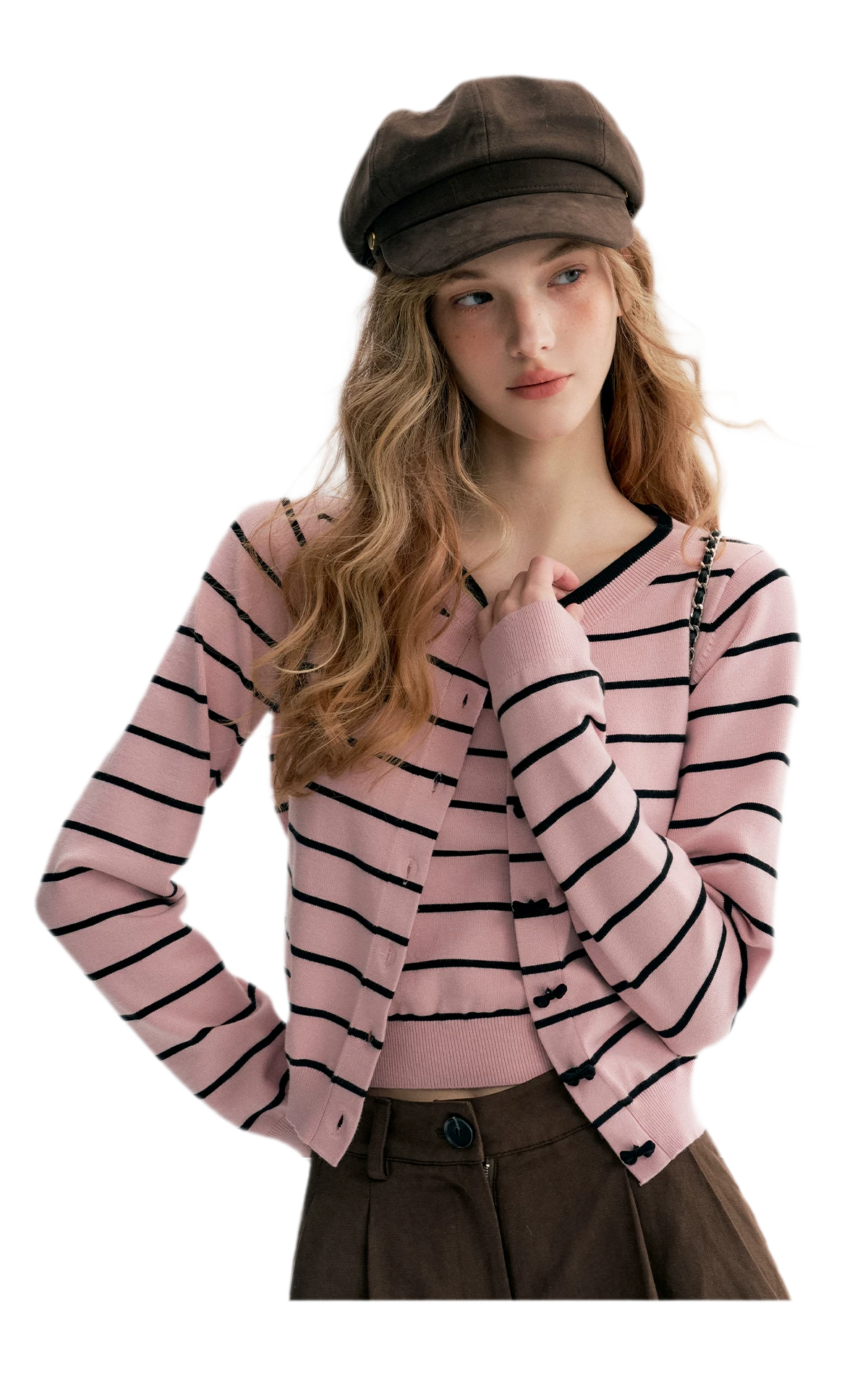 Striped Knit Cami Cardigan Set