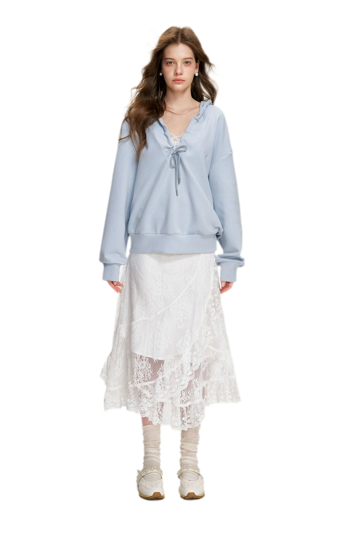Cotton-Feel Ruched Oversized Hoodie