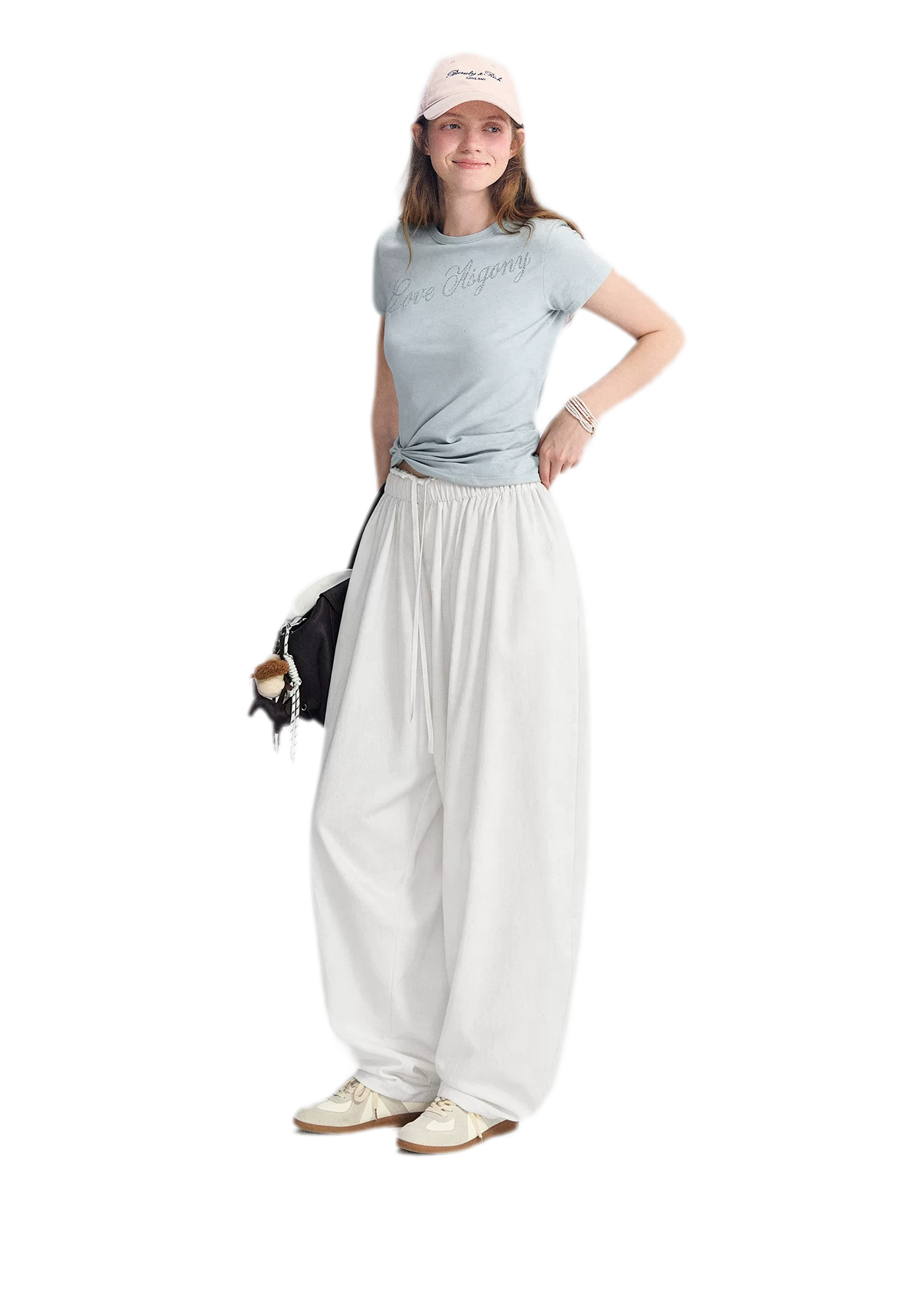 Lace Trim Balloon Pants