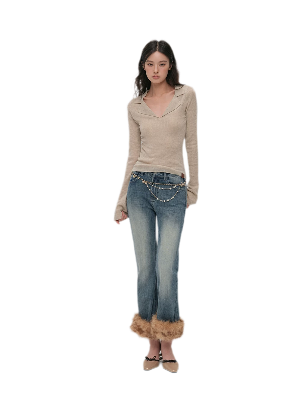 Wool Ribbed Polo Top