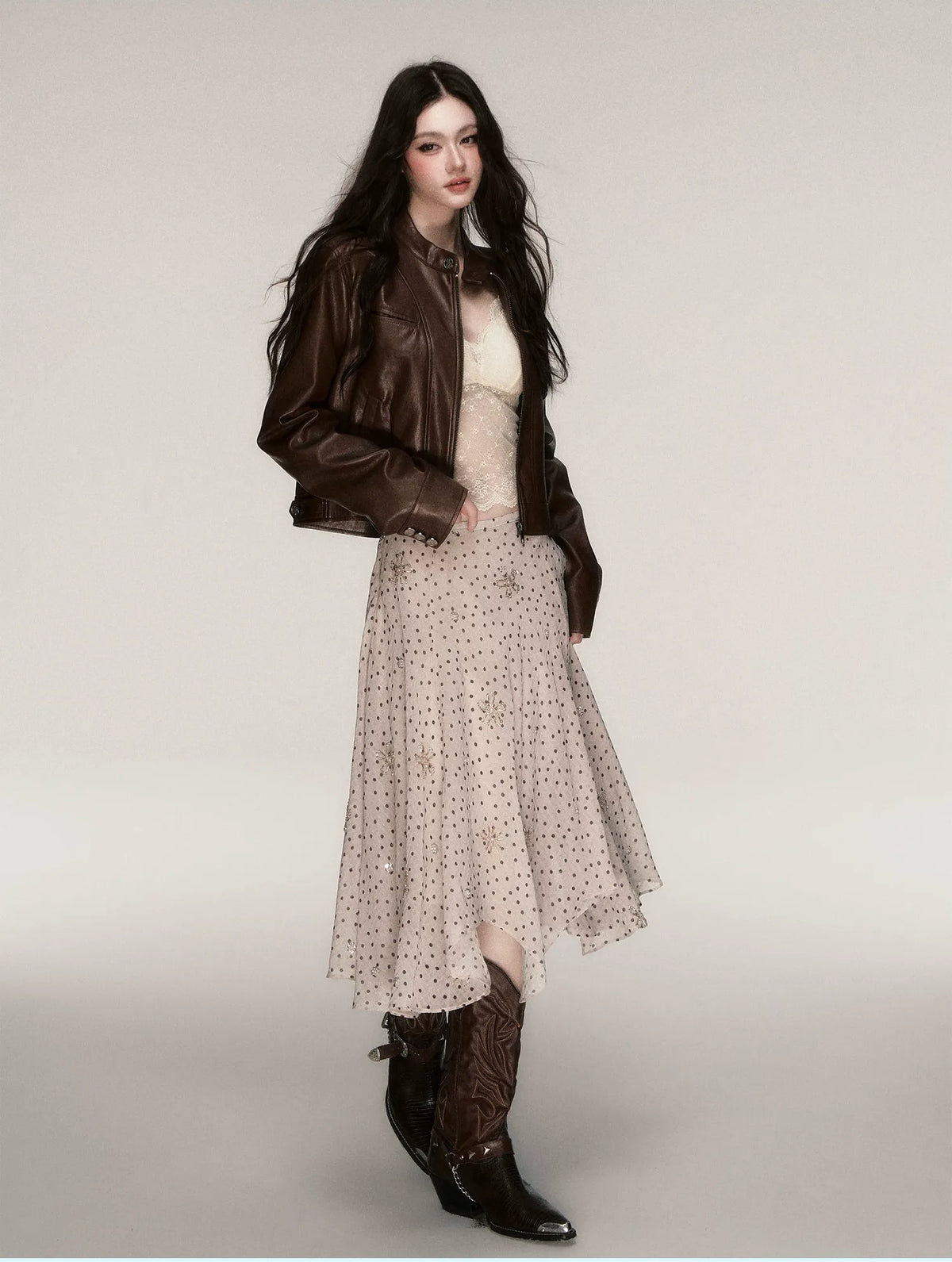 Vintage Cropped Motorcycle Jacket