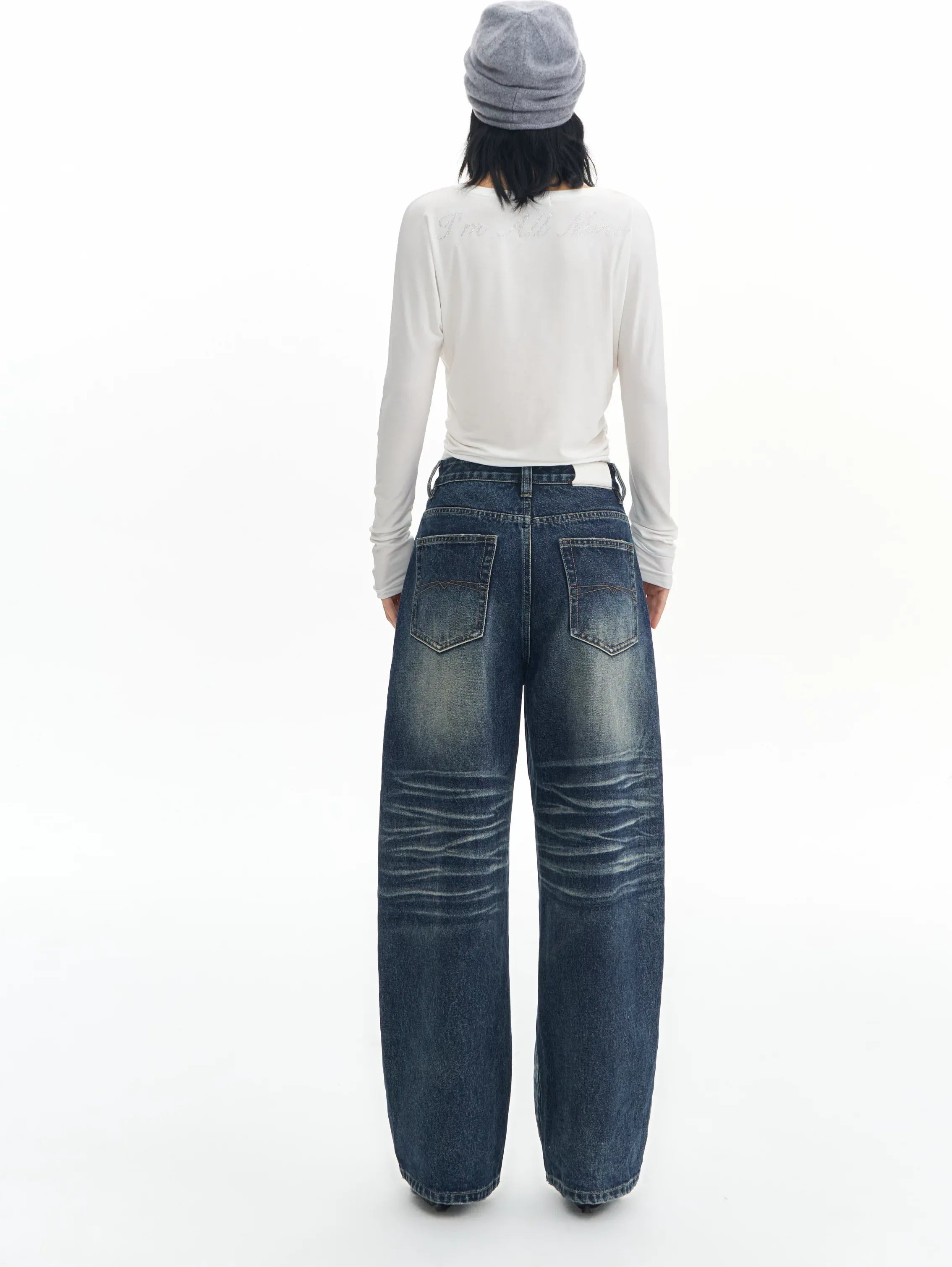Vintage Wash Wide-Leg Jeans