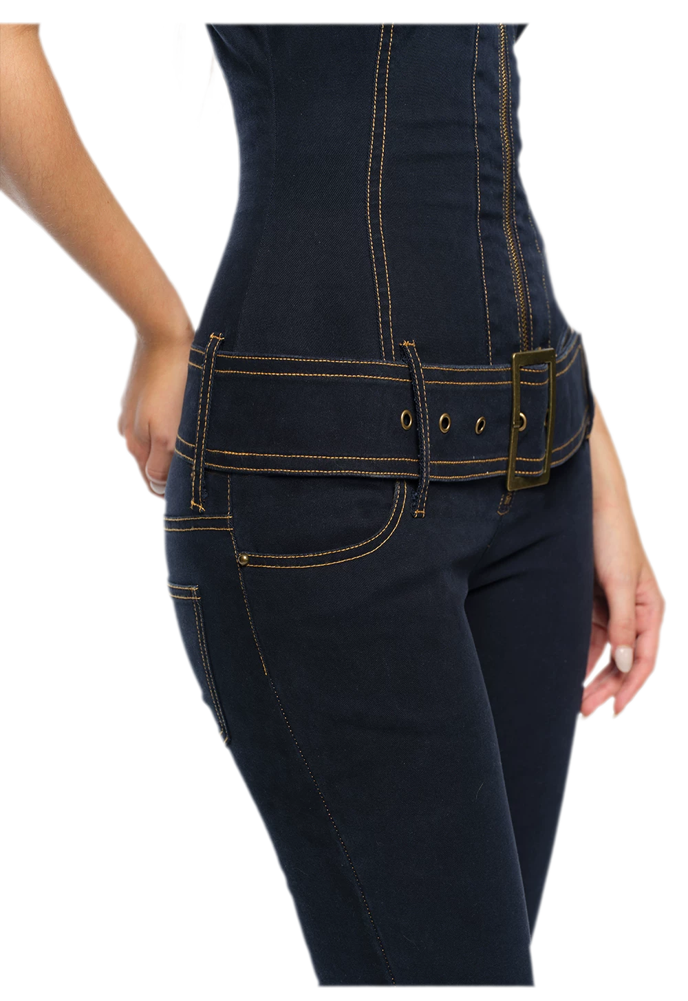 Washed Fitted Denim Jumpsuit