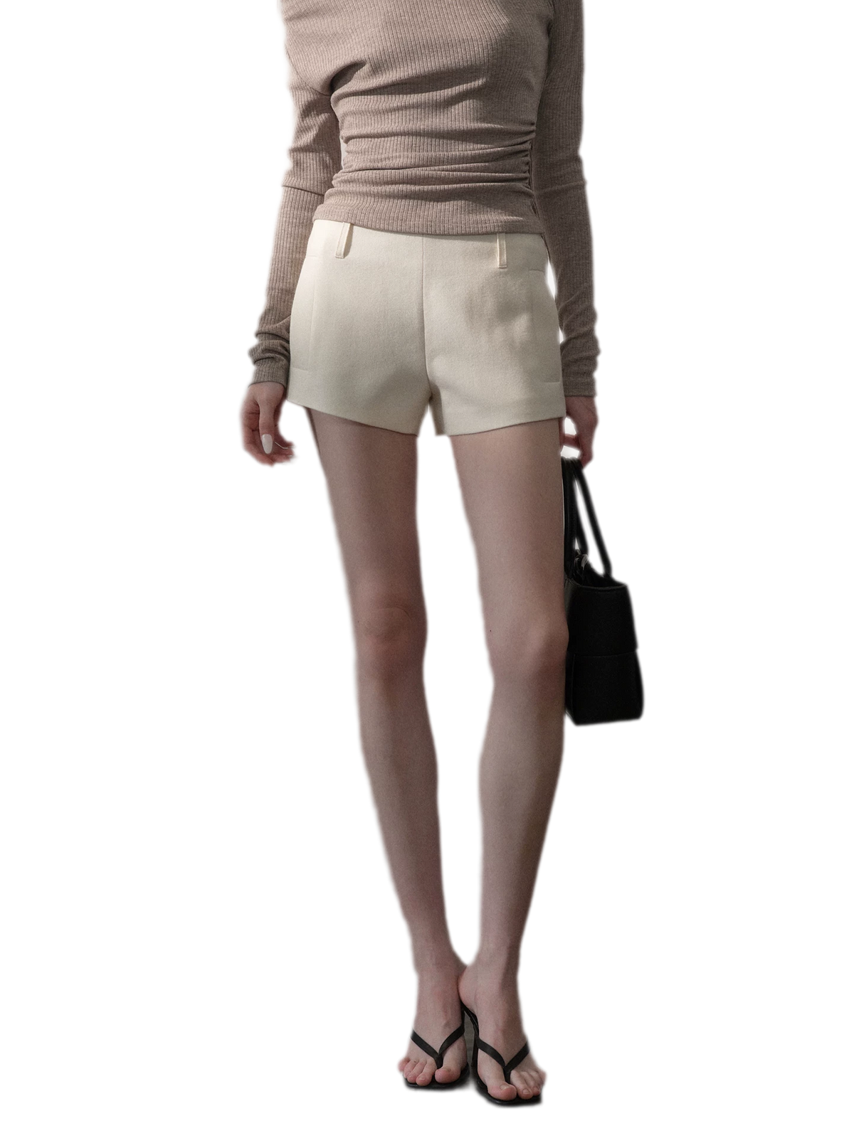 Wool-Blend Double-Pocket Mid-Waist Shorts