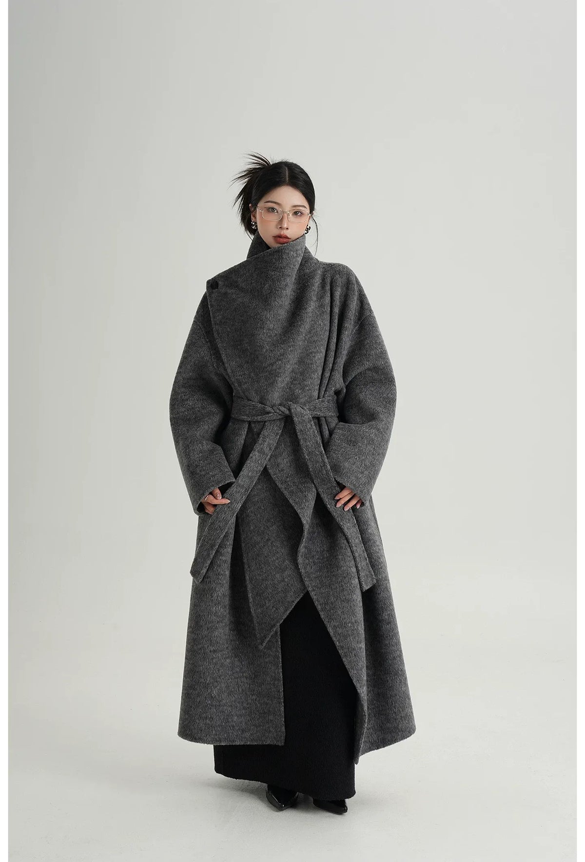 Cashmere Wrap Longline Wool Coat