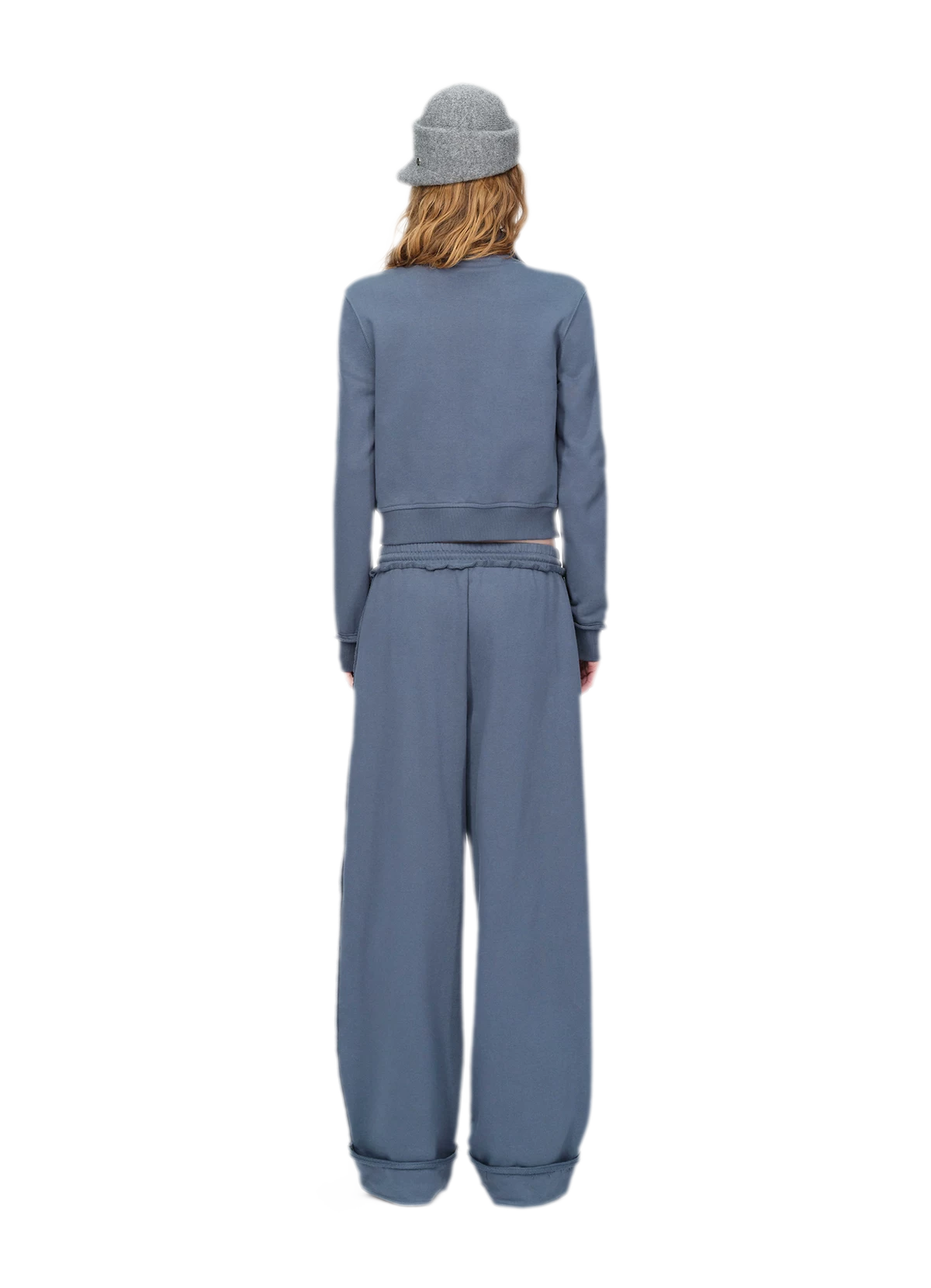 Raw-Edge Cropped Sweatshirt Set