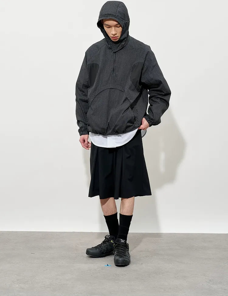 Checked Zip Pullover Jacket
