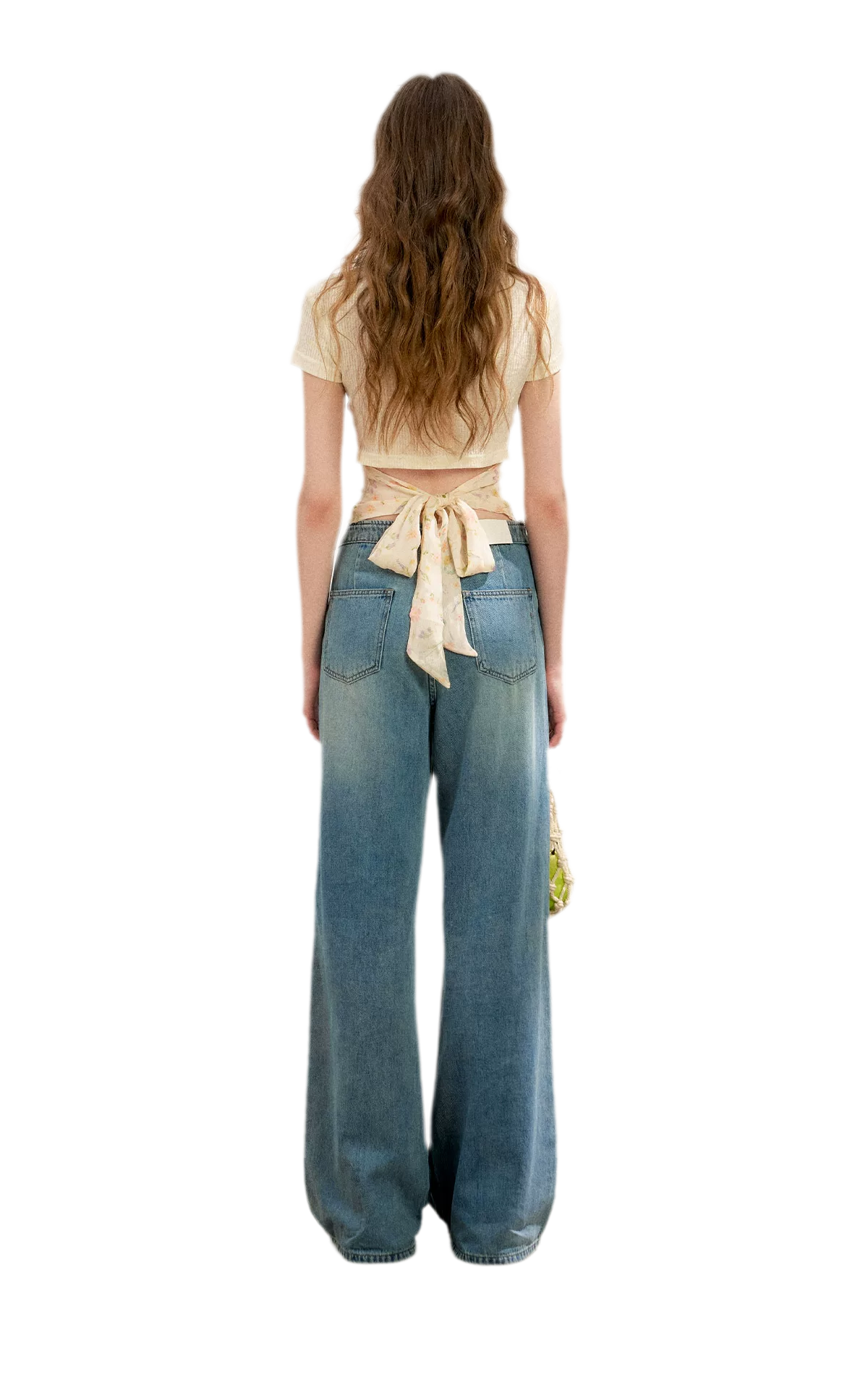 Soft Cotton Wide-Leg Jeans with Bow Detail
