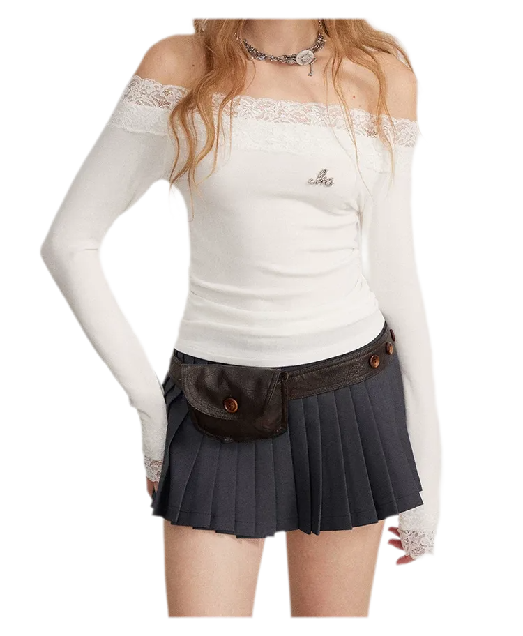 Lace Panel Off-Shoulder T-Shirt