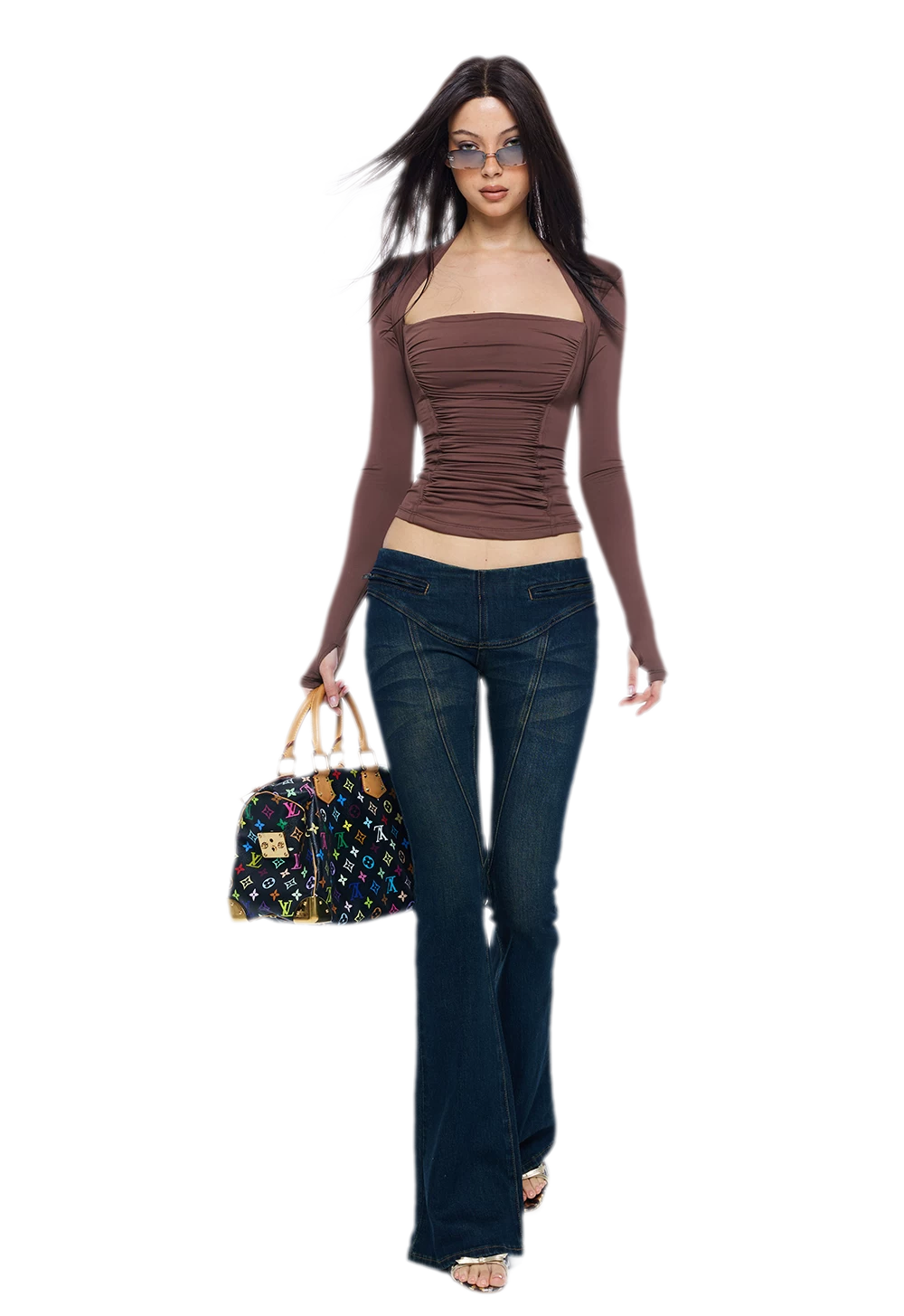Ruched Sculpted Long-Sleeve Top