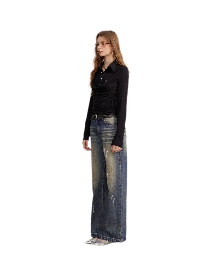 Ruched Layered Polo Top
