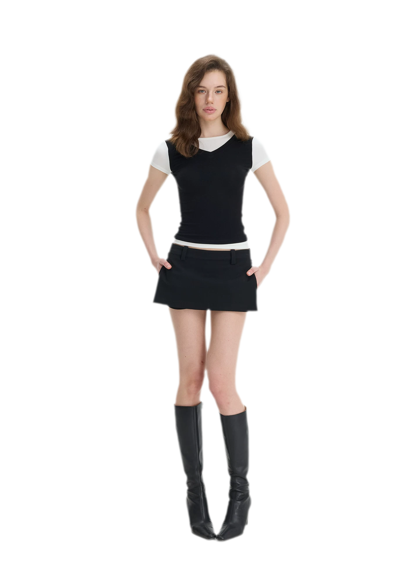 Contrast Faux Two-Piece T-Shirt