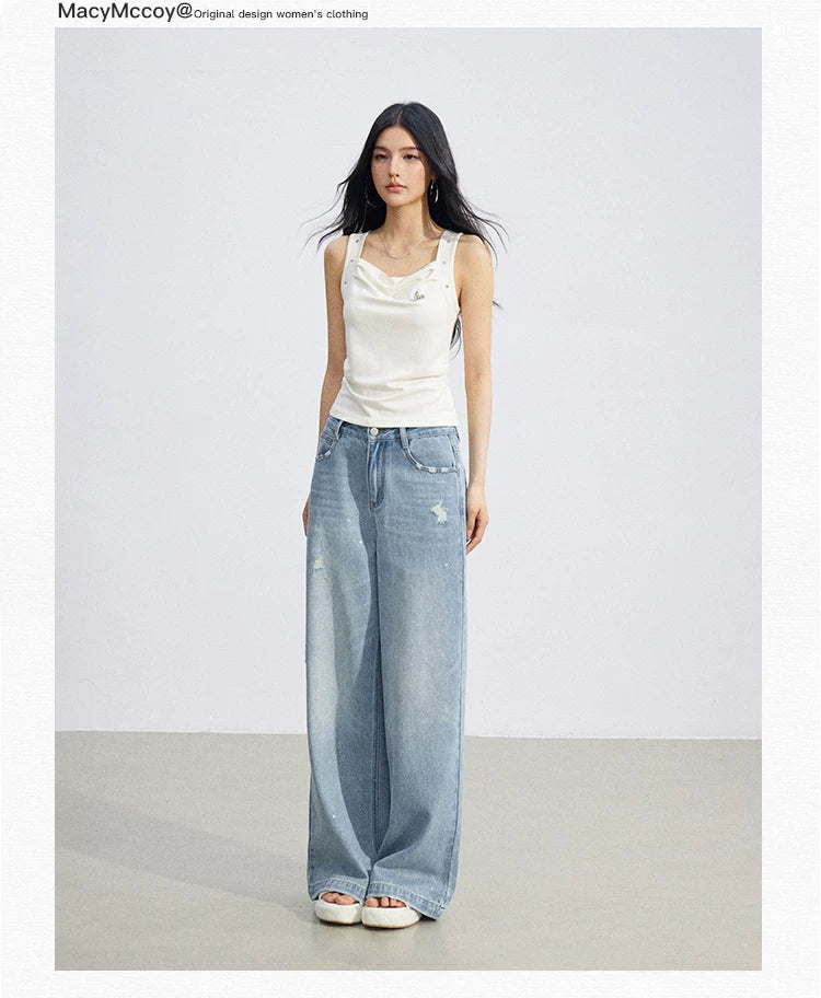 Star Pleated Sleeveless Top