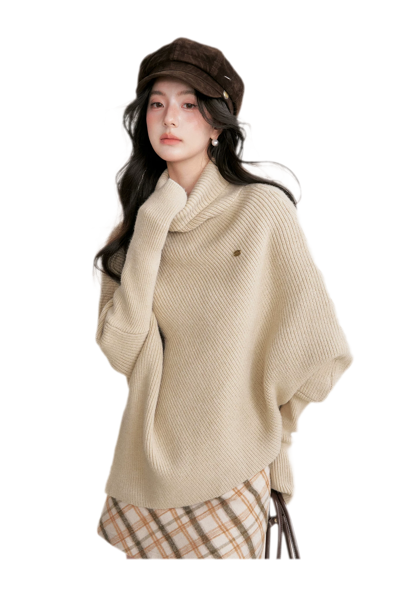 High Neck Poncho Sweater