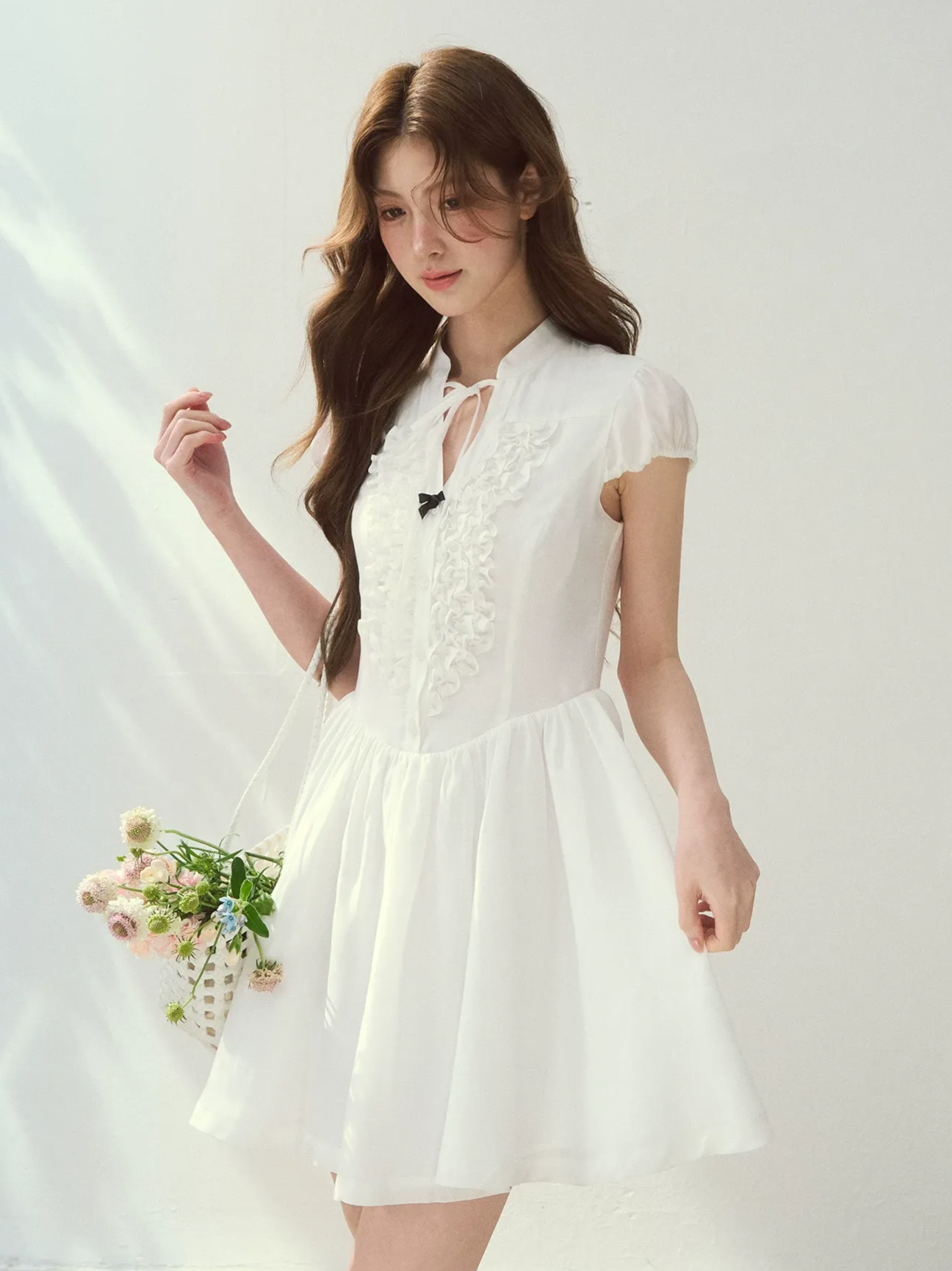 Acetate Ruffle Midi Dress