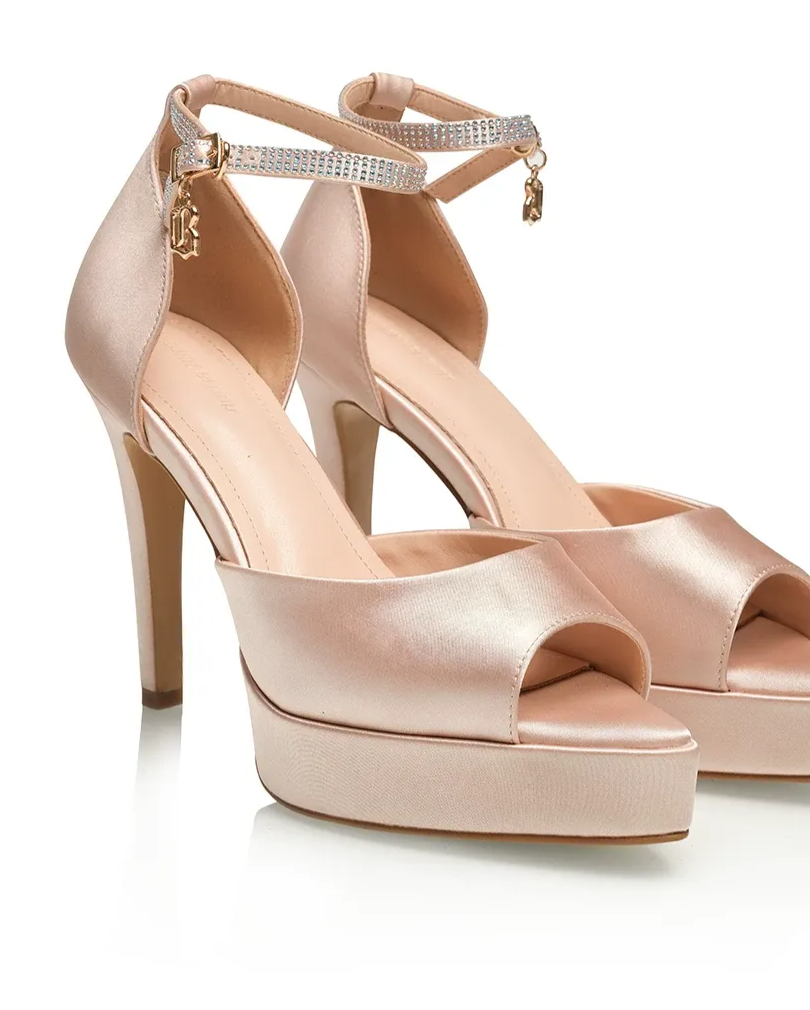 Satin Platform Peep-Toe Heels