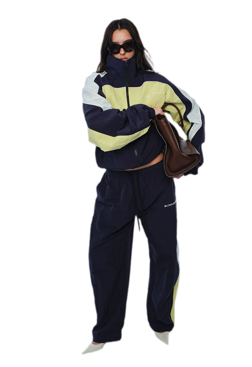 Color-Block Cropped Tracksuit Set