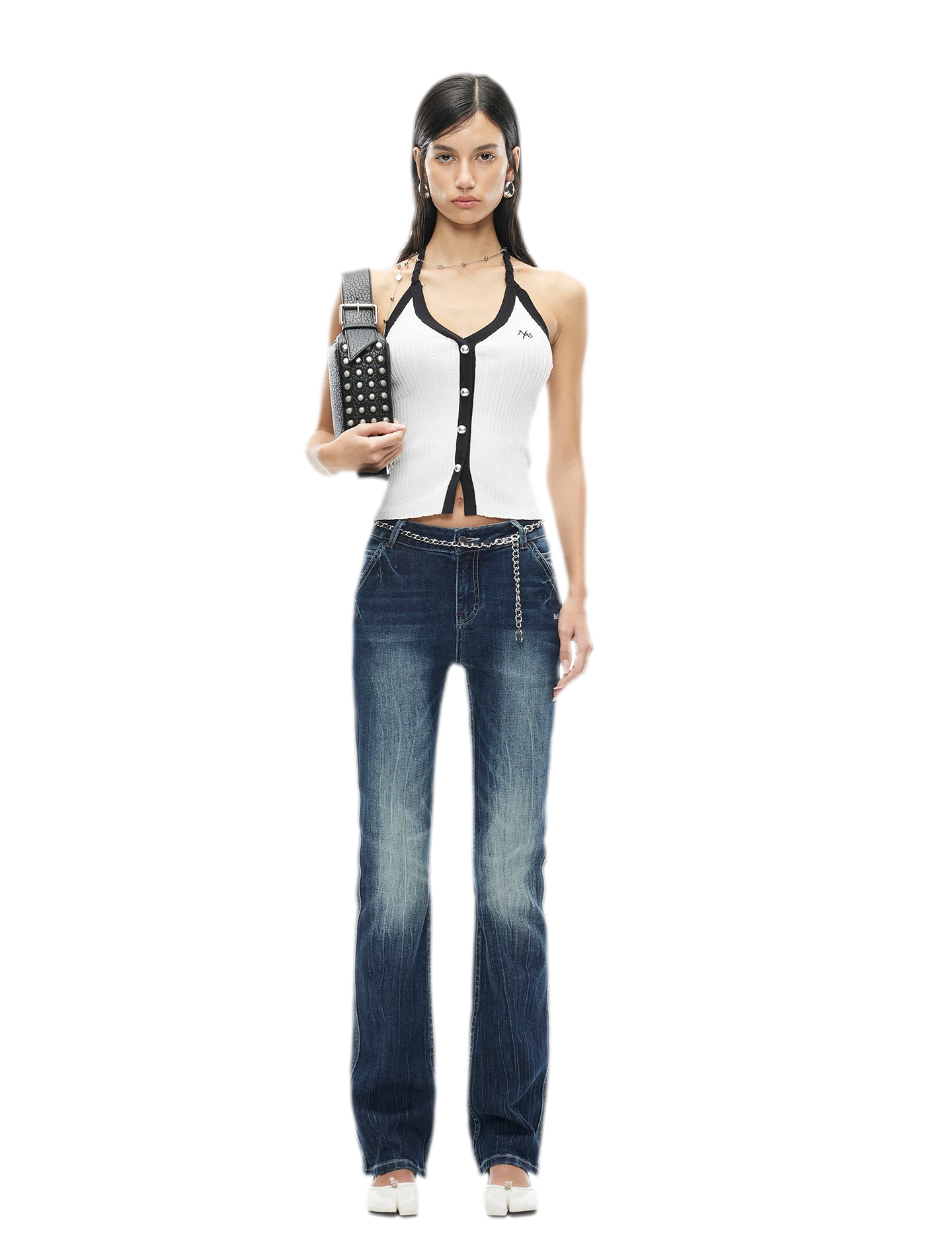 V-Neck Knitted Halter Vest