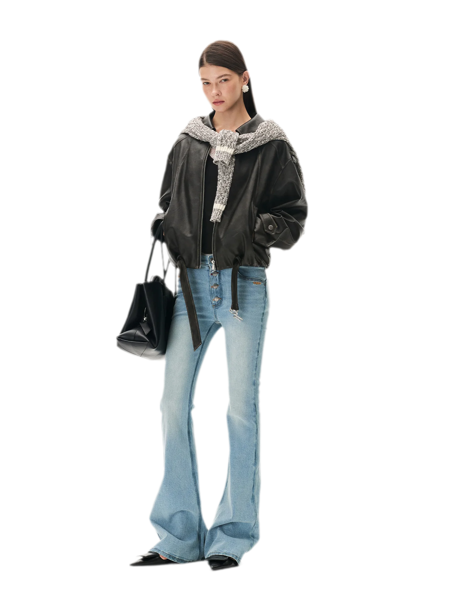 Contrast Wash Slim Flare Jeans