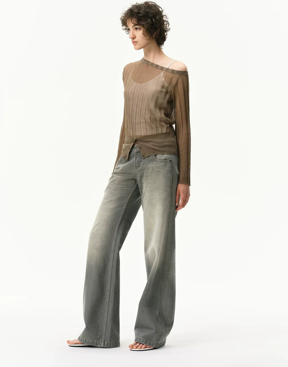 Distressed Gray Straight Jeans
