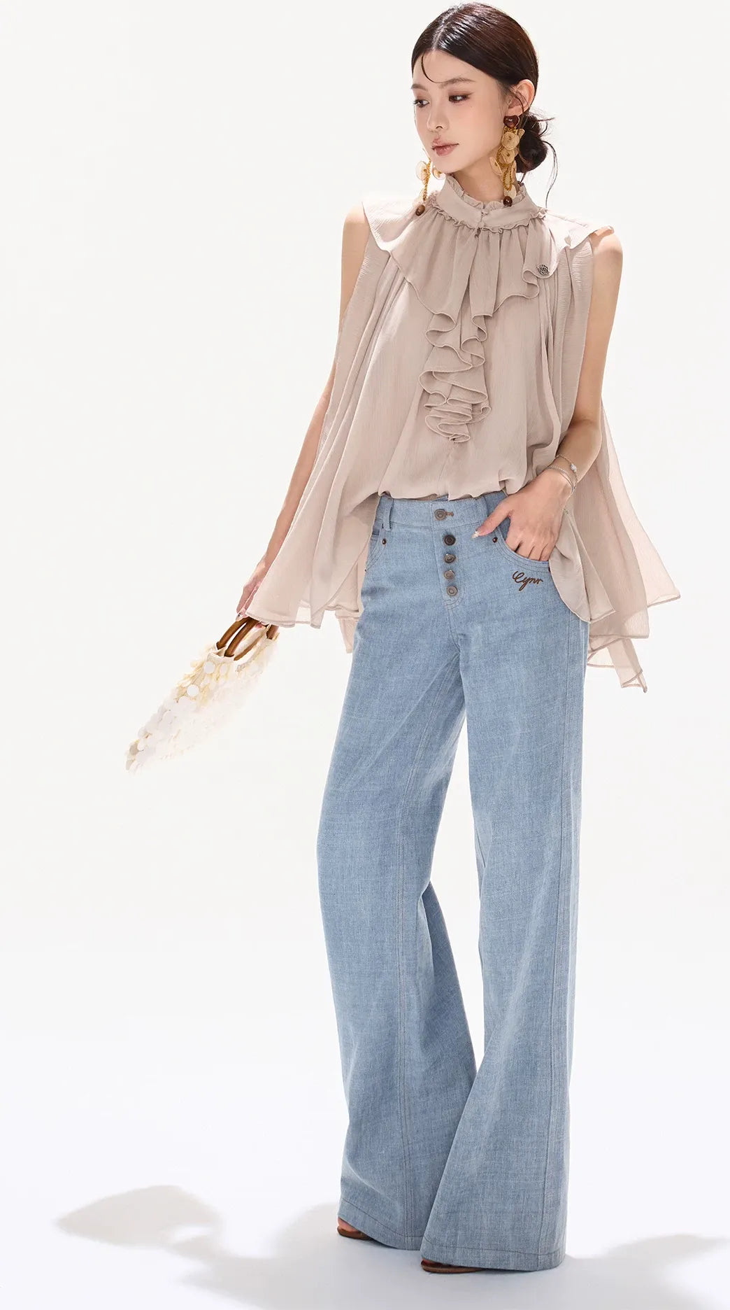 Ruffled Chiffon A-Line Top