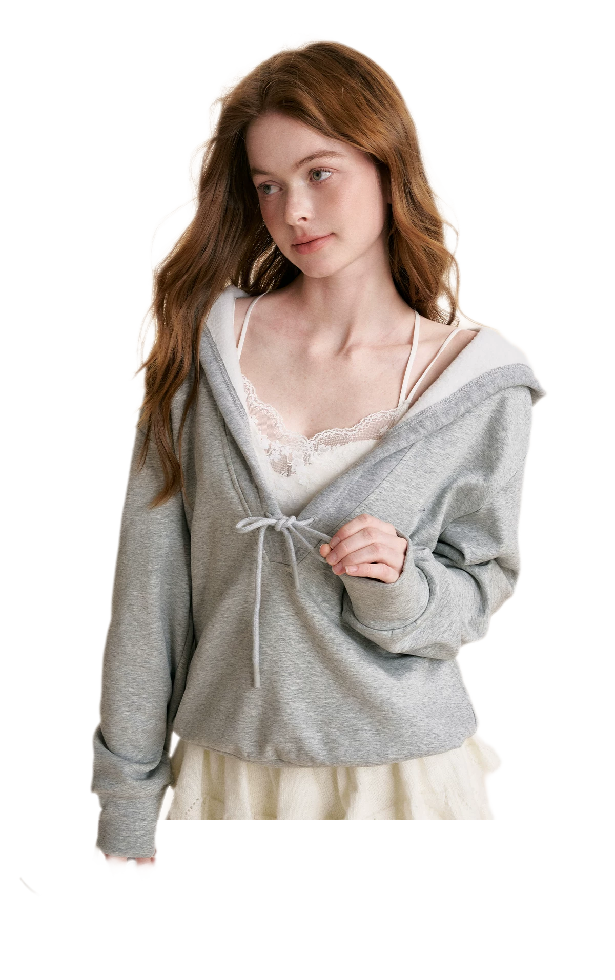 Cotton-Feel Ruched Oversized Hoodie