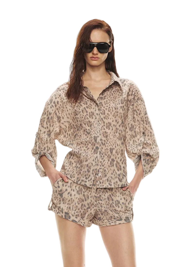 Tencel Linen Leopard Print Shirt & Short