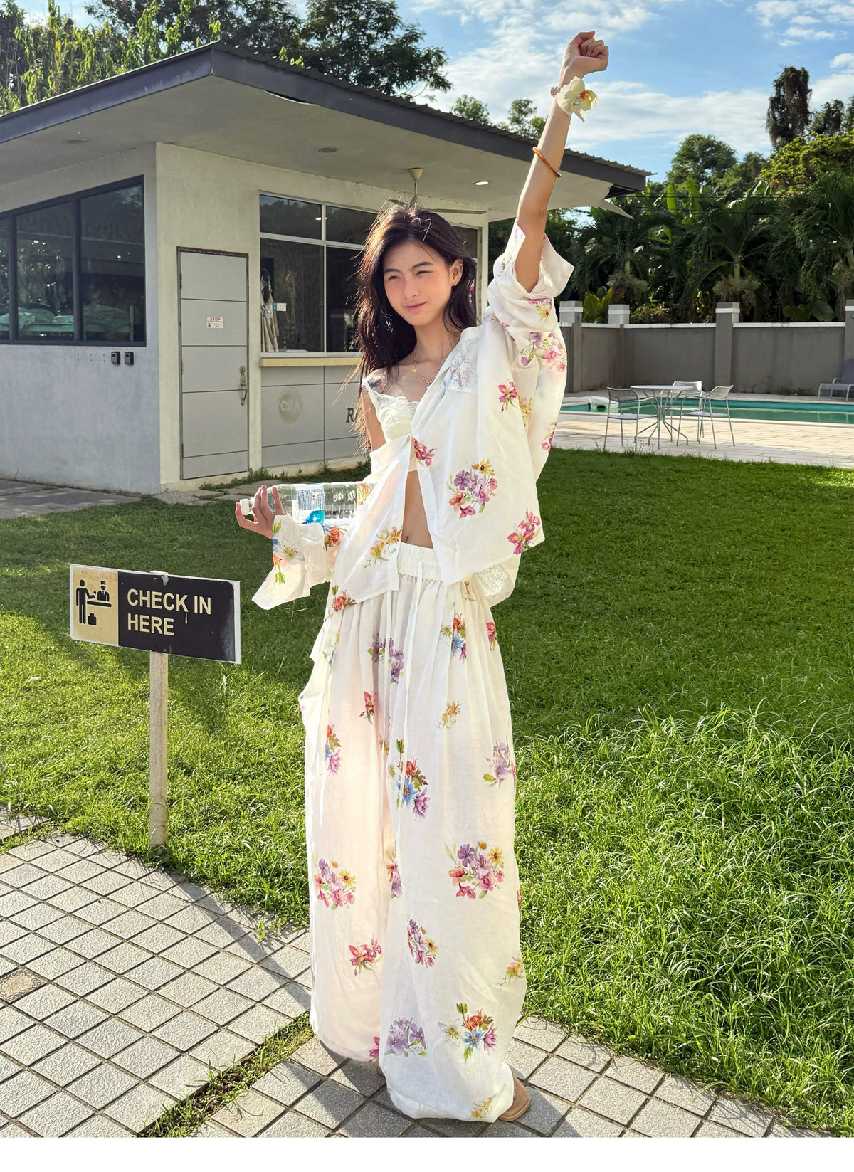 Lyocell Floral Wide-Leg Set