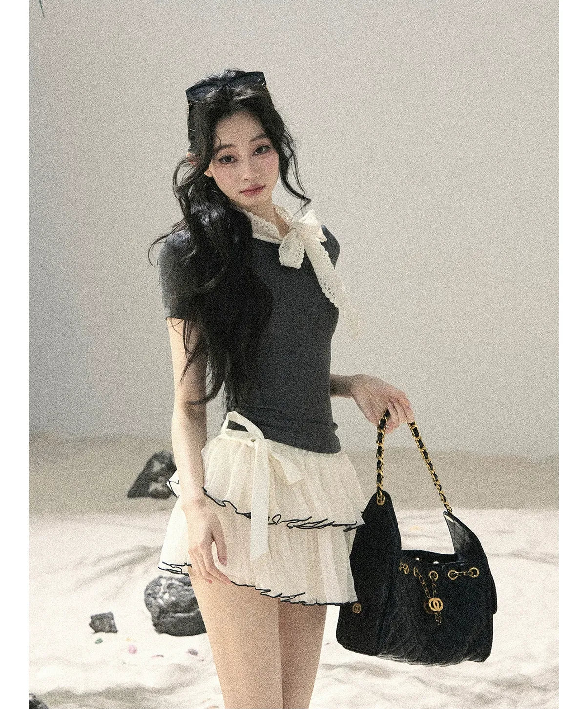 Grey Bow Short T-Shirt