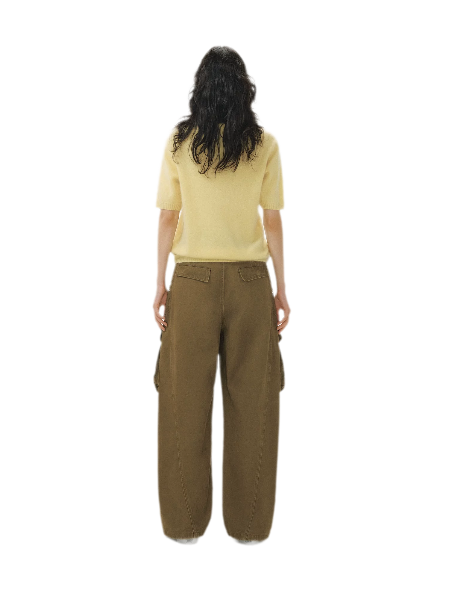 Pleated Wide-Leg Cargo Jeans