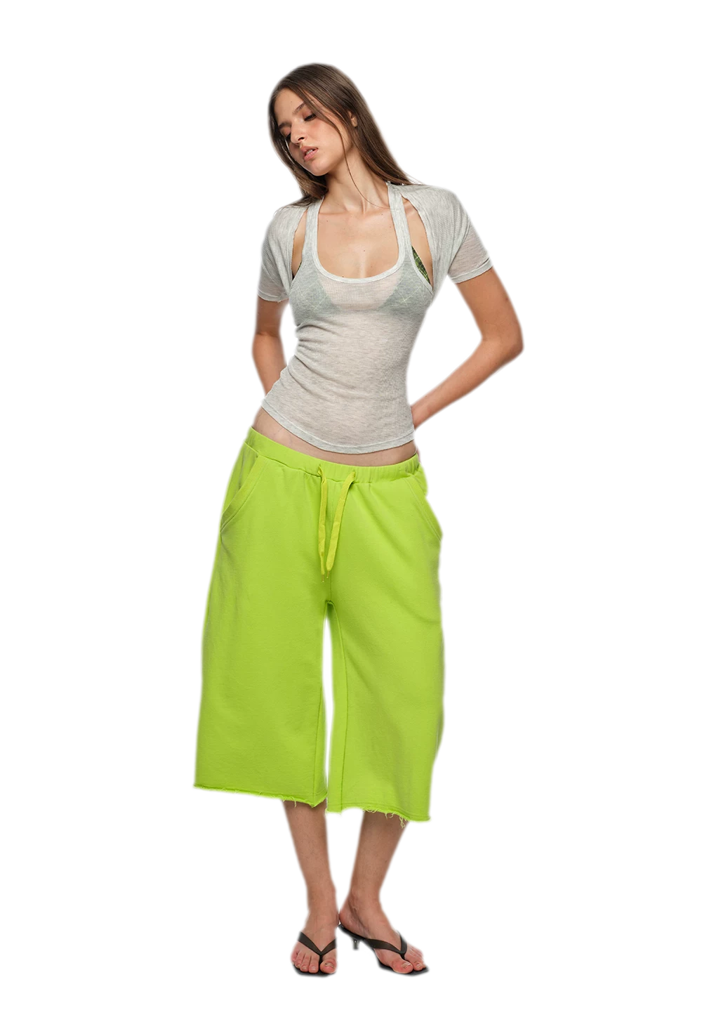 Wide-Leg Cropped Sweatpants