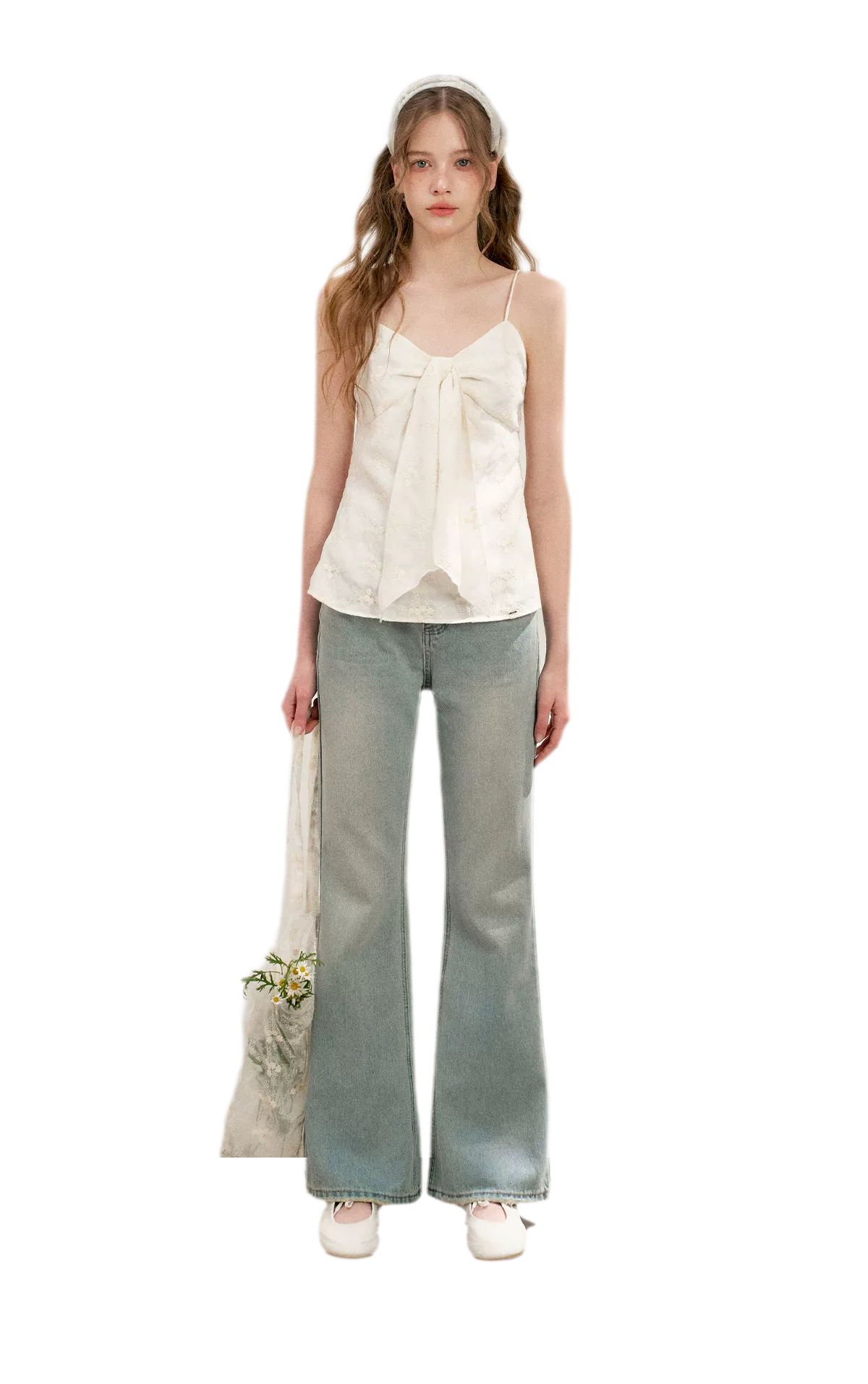 Lace Trim Flare Jeans