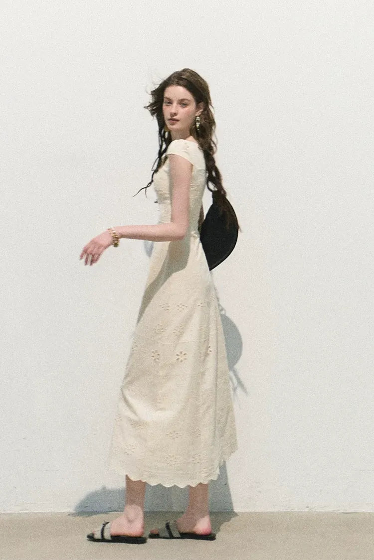 Broderie Lace Midi Dress