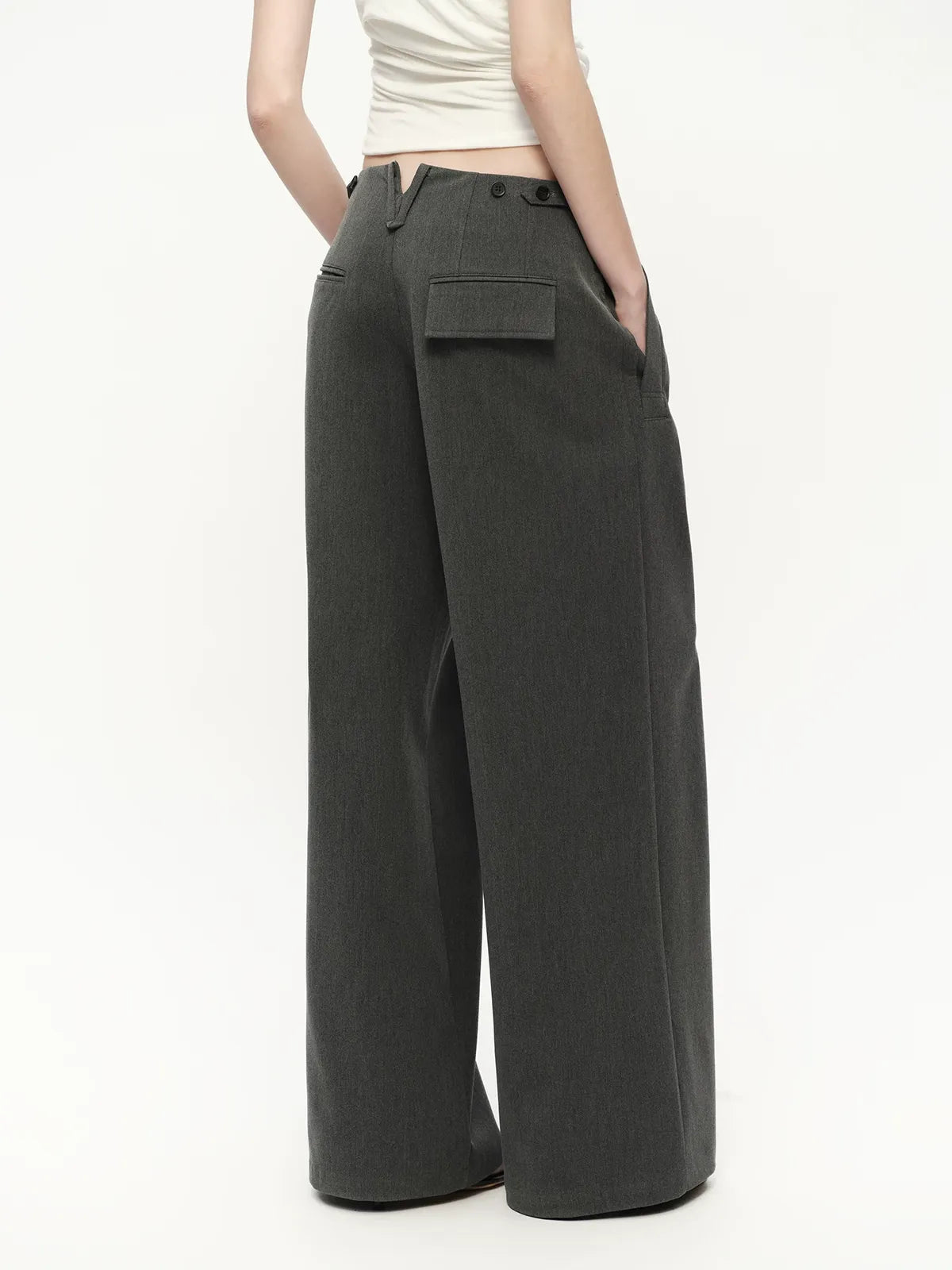 Gray Wide Leg Suit Pants